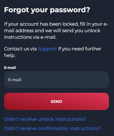 Wijzig je wachtwoord via e-mail bij Winorio Casino